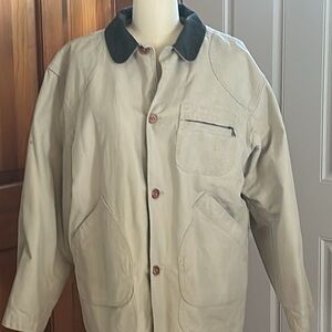 LL Bean Canvas coat w/removable lining and corduroy collar. Size large